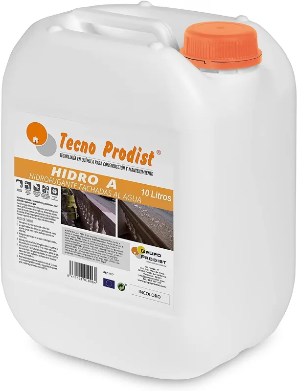 Hidro a de tecno prodist - impermeabilizante transparente al agua, hidrofugante para fachada, teja, ladrillo y piedra - transparente - 10 litros