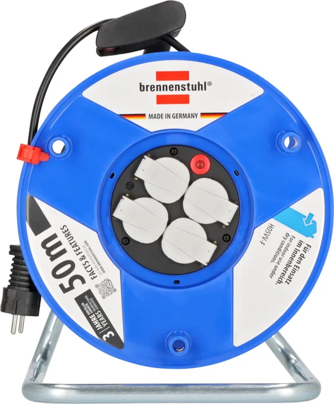 Enrollacables 50m 4 tomas h05vv-f 3*1.5 brennenstuhl