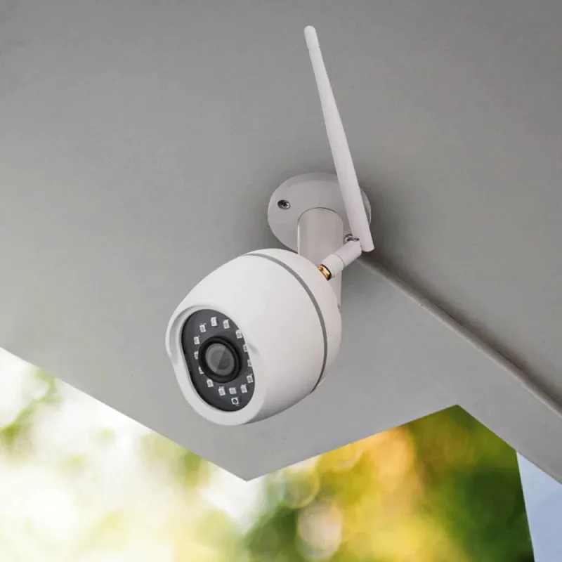 Cámara de vigilancia metálica para exterior chacon blanca de 1080p