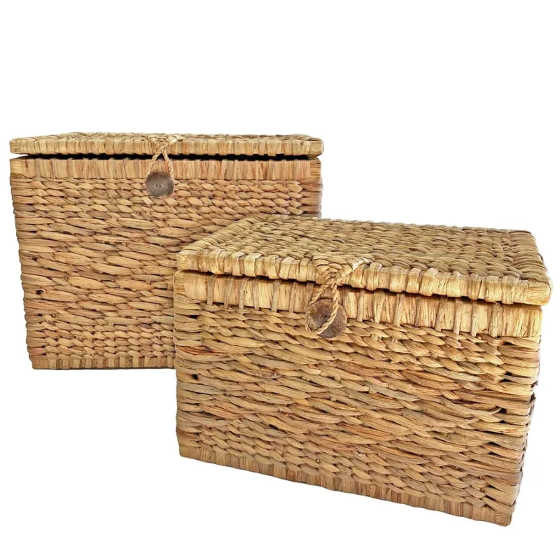 Baúl de fibras naturales con tapa 68x50x50cm