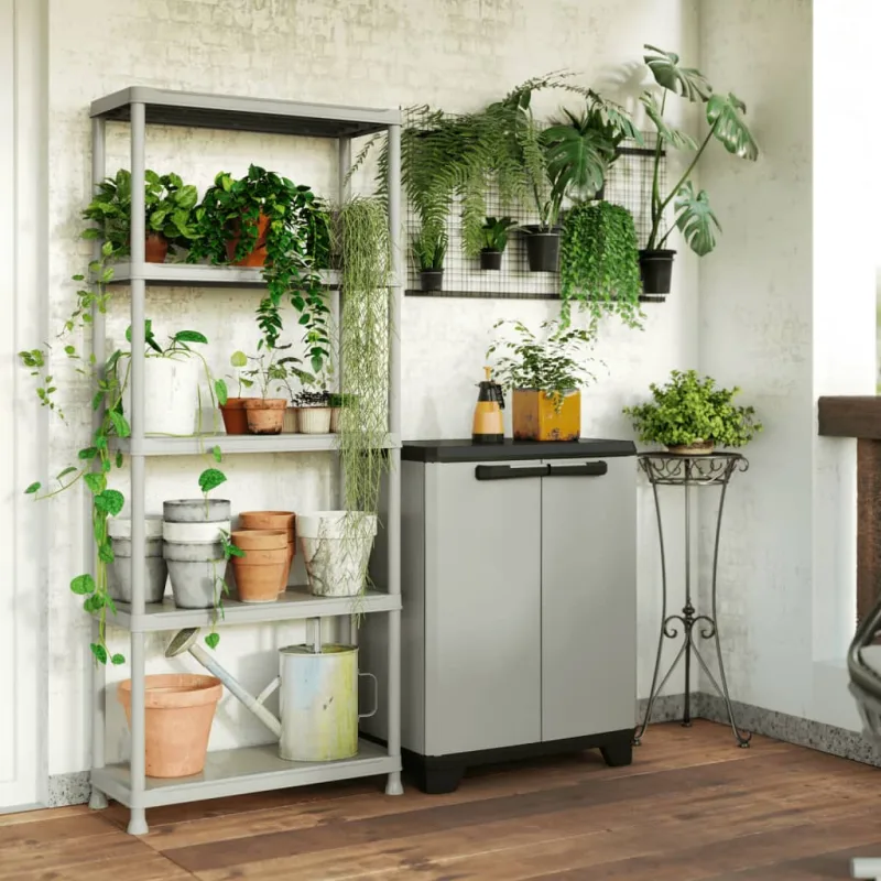 Gabinete de almacenamiento bajo keter planet gris y negro