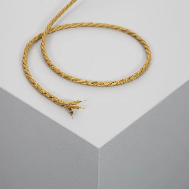 Ledkia cable textil eléctrico trenzado dorado 100 m