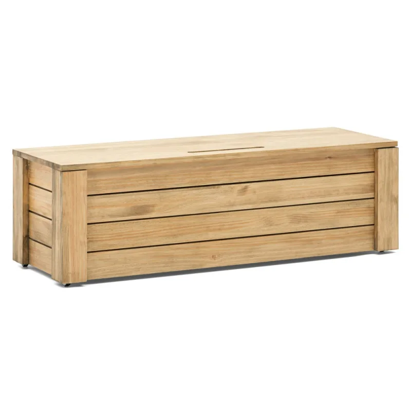 Baúl pie de cama eco 40x120x37cm con tapa y ruedas de madera maciza de pino acabado vintage