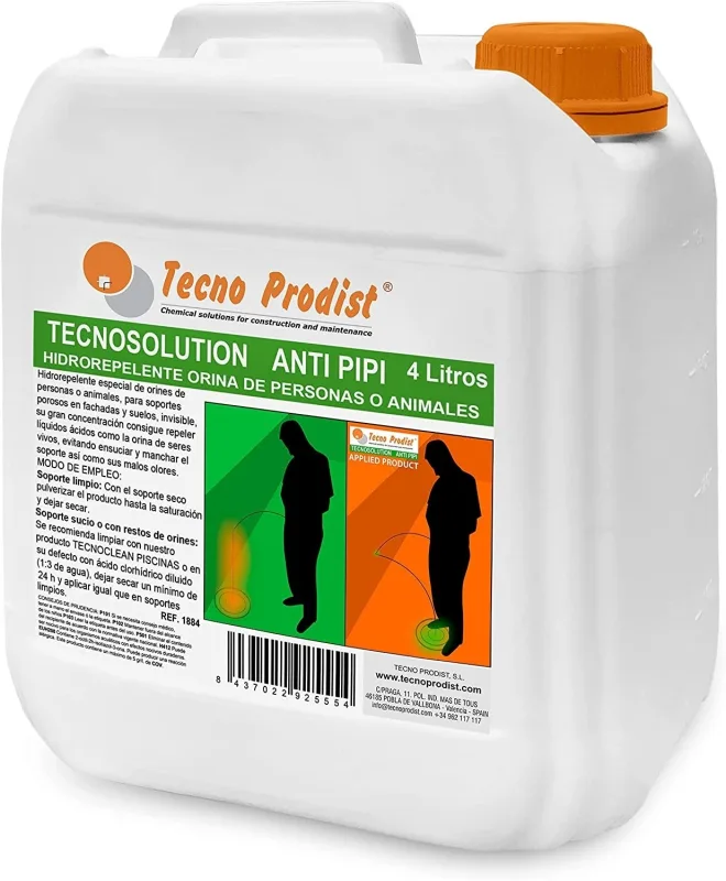 Tecnosolution antipipi de tecno prodist - hidrorepelente especial orines de personas y animales en fachadas y suelos. - transparente - 4 litros