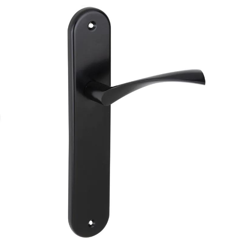 Manilla con placa para puerta en aluminio niquelado color negro 240x45mm