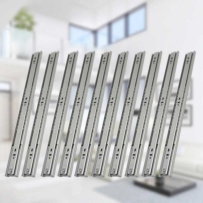 Correderas de cajón corredera de rodamiento de bolas de cierre automático 45 mm extensión completa 400 mm correderas de cajón 10 piezas