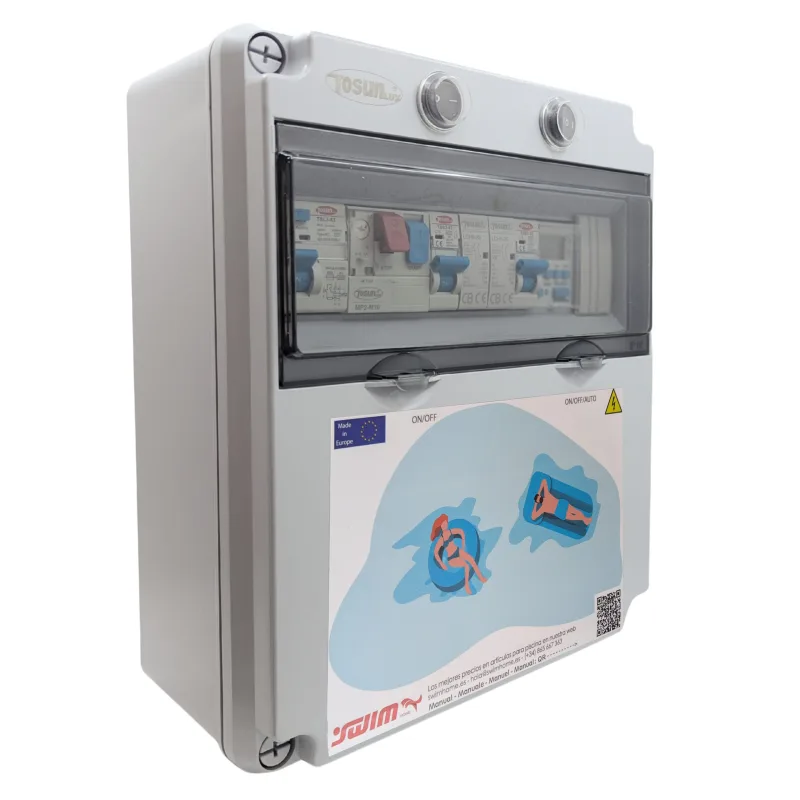 Cuadro eléctrico piscina | bomba +2cv max14a | transf. 300w/ac | contactor