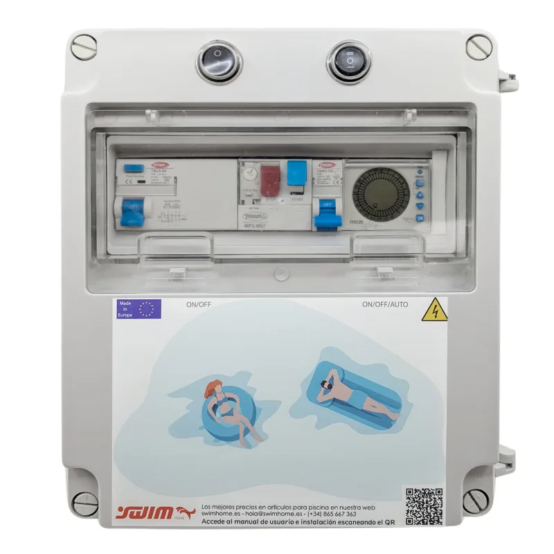 Copiar cuadro eléctrico para piscina con contactor para motor trifásico de 1cv apto para clorador