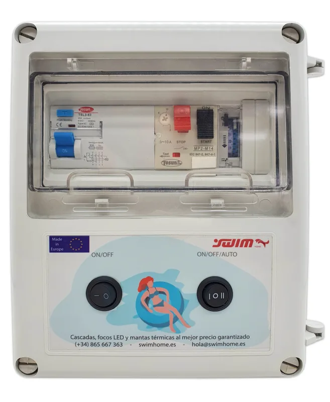 Cuadro eléctrico para piscina con contactor para motor trifásico de 0.5cv
