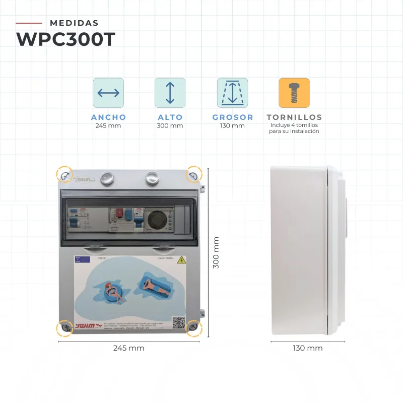 Cuadro para piscina | 100w 12v ac | contactor +2cv y reloj automático|