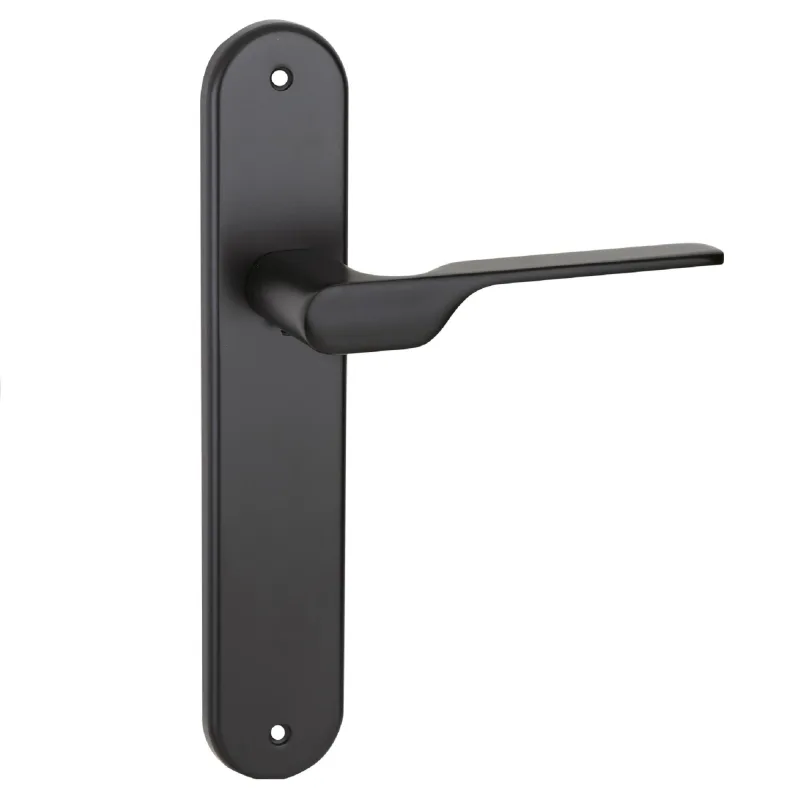 Manilla de placa para puerta en zamak niquelado color negro 250x47mm
