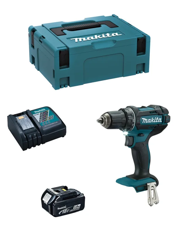 Taladro atornillador makita ddf482rtj1 (1 x 5,0 ah + dc18rc + makpac 2)