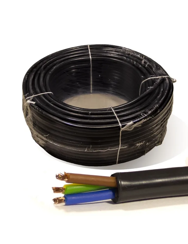 Cable electrico rollo 100 mtrs negro. manguera 3x2,5 mm² flexible pvc rv-k 0,6/1kv