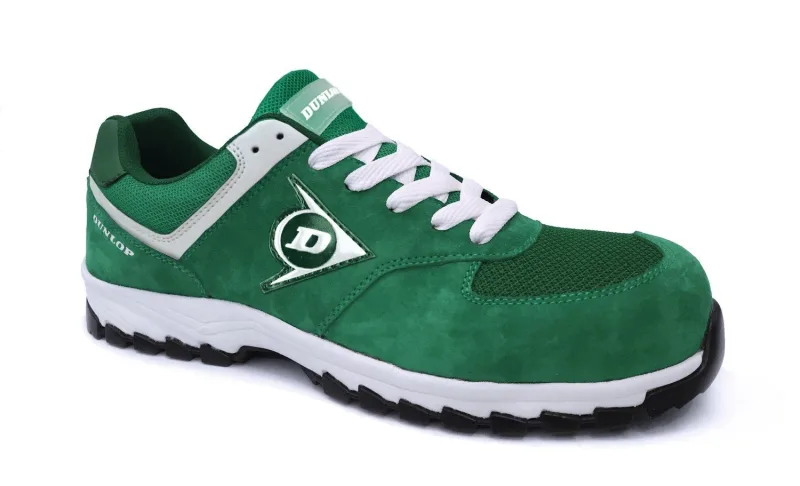 Dunlop flying arrow, calzado de seguridad | piel de ante y mesh | puntera composite | plantilla anti-perforación| color verde 37eu