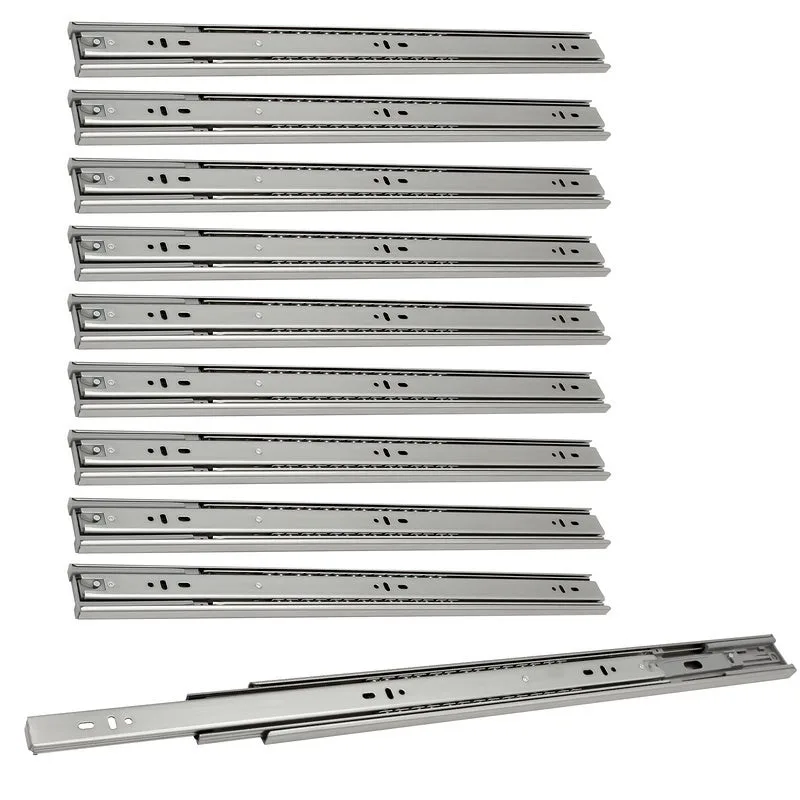 Guías de cajón guía de rodamiento de bolas de cierre automático 45 mm extensión completa guías de cajón de 500 mm 10 piezas