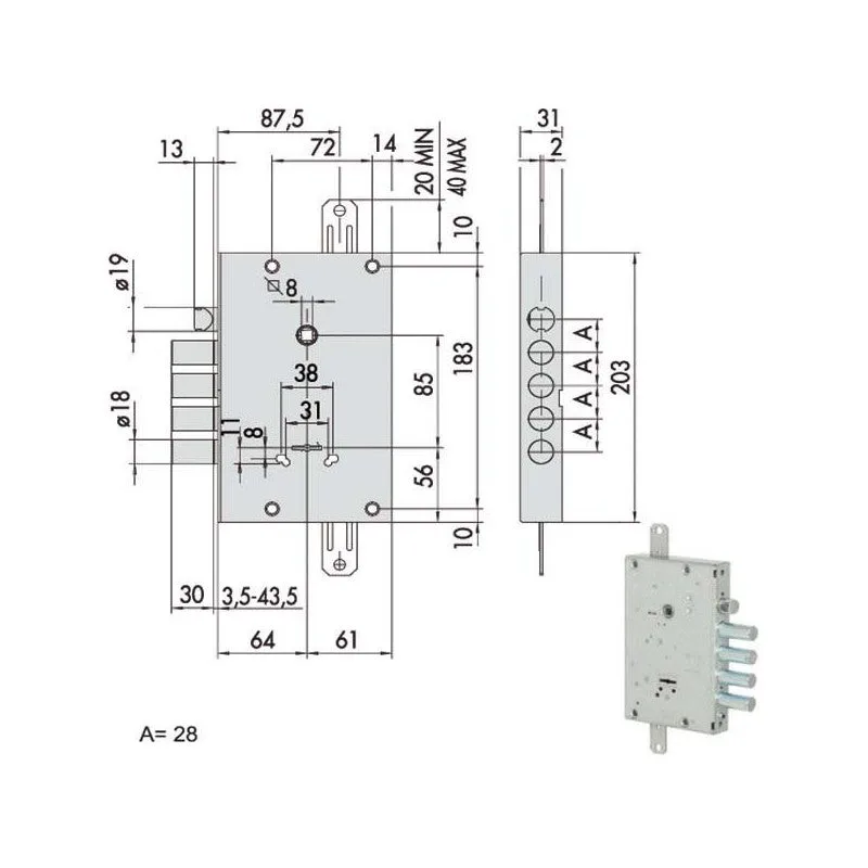 Cerradura de triple seguridad 57665-28-a cisa