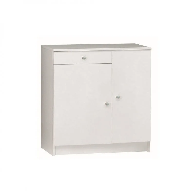 Armario de 2 puertas y 1 cajón, 77 de largo x 34 de profundidad x 80 de alto, acabado blanco liso, sarmog