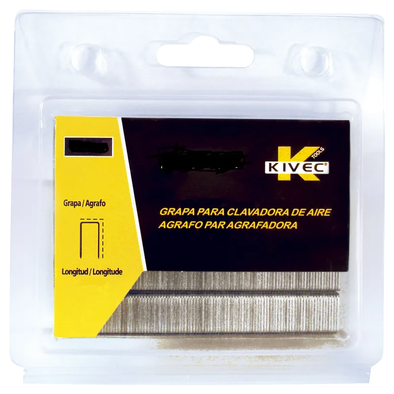 Grapa para grapadora neumática kivec. paquete de 5000 unidades