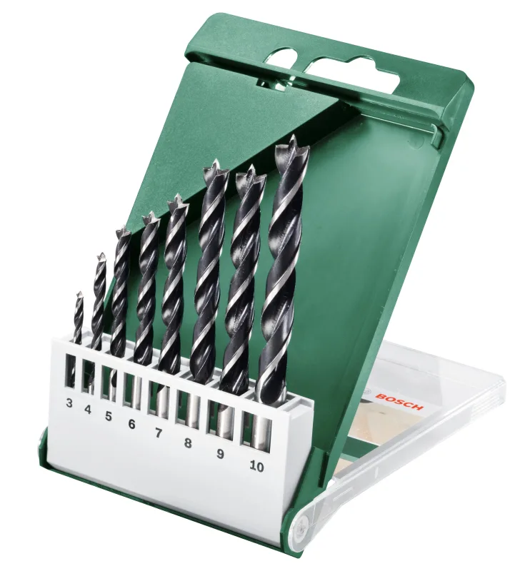 Set de 8 brocas helicoidales para madera 3,4,5,6,7,8,9,10mm