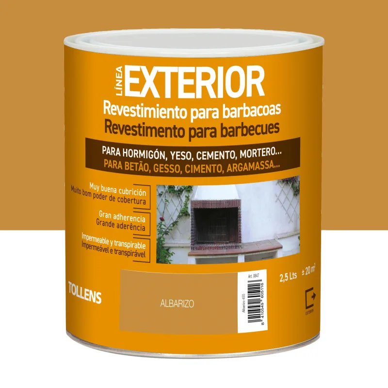 Pintura exterior color albarizo para hormigón, mortero, barbacoa tollens mate 2.5l base agua antigoteo