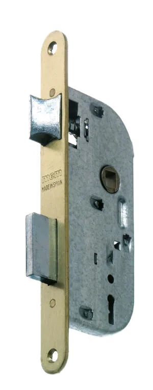 Cerradura de embutir dorado de 35 mm de entrada y 70 mm entre eje