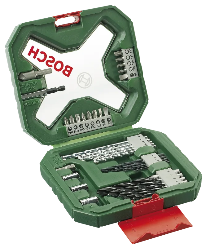 Maletín x-line classic de 34 unidades para taladrar y atornillar de bosch