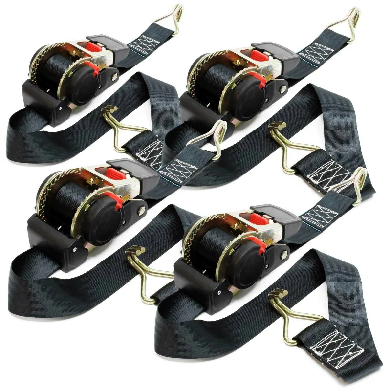 Juego de 4 correas de amarre 3x50 mm resistencia a la tracción 750 dan con tensor de trinquete 16_0001511