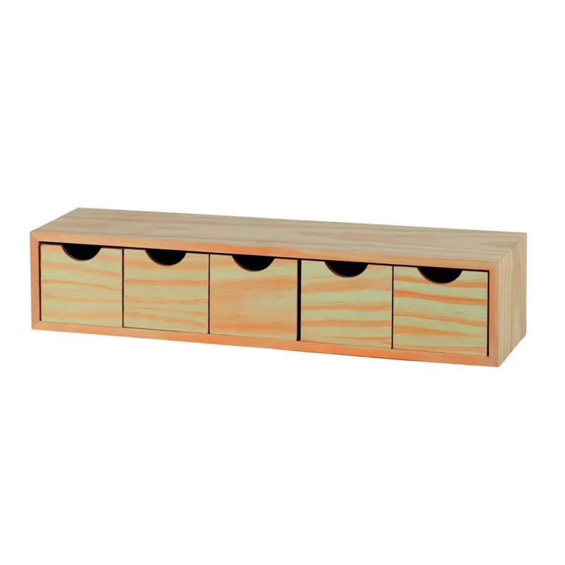 Cajonera de rechapado de pino macizo natural de 5 cajones