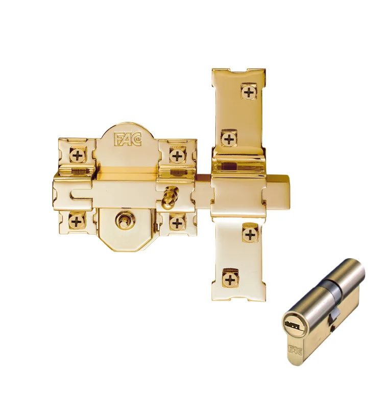 Pack cerrojo de seguridad fac 301rp/80 + bombín en 35x35 dorado