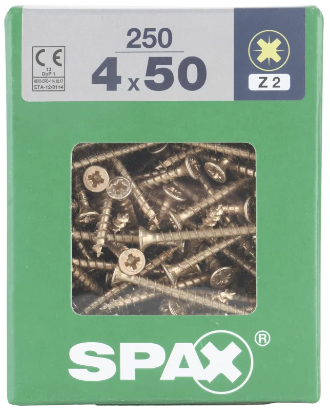 250 tornillo para madera spax pozidriv con cabeza avellanada, ø 4 x l. 50 mm