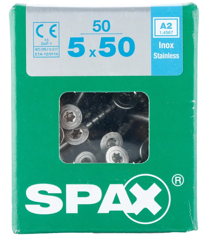 50 tornillo spax t-star+ con cabeza fresada, ø 5mm y 50 mm