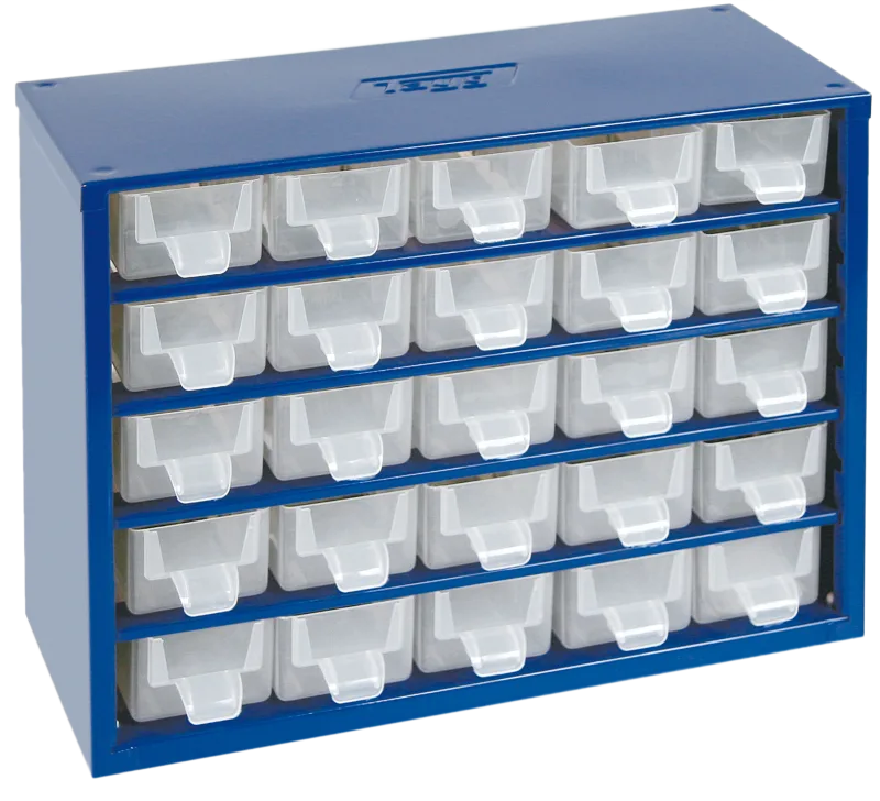 Organizador de tornillos de polipropileno con 25 cajones de 23.7x30.5x14.5 cm