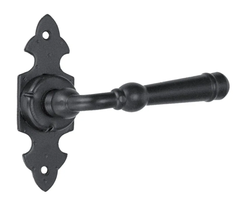 Juego de manilla con roseta de 12 cm de hierro negro puerta interior/exterior