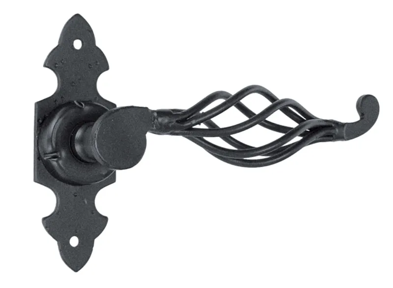 Juego de manilla con roseta de 12 cm de hierro negro puerta interior/exterior