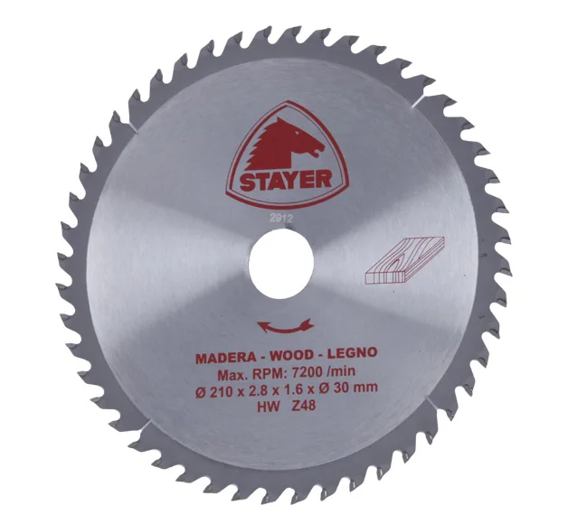 Disco de sierra circular stayer para madera, 210 x 30 mm y 48 dientes