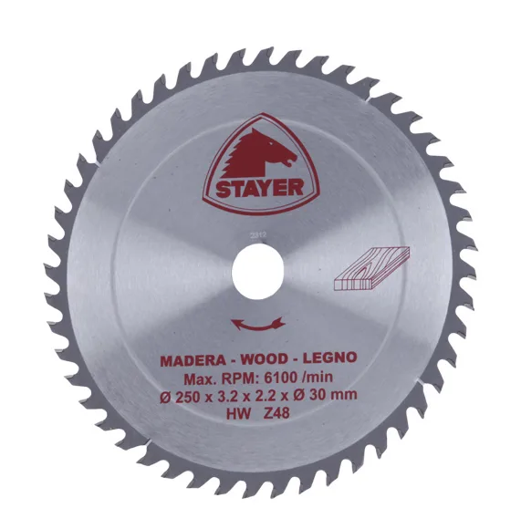 Disco de sierra circular stayer para madera, 250 x 30 mm y 48 dientes