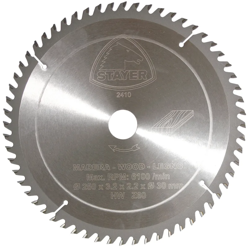 Disco de sierra circular stayer para madera, 250 x 30 x 2,4 mm y 60 dientes