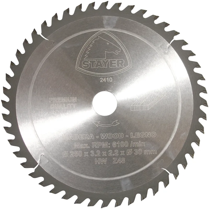 Disco de sierra circular stayer para madera, 250 x 30 x 3,2 mm y 48 dientes