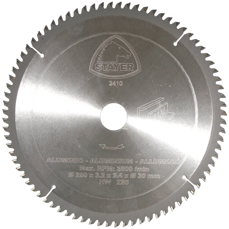 Disco de sierra circular para aluminio stayer, 250 x 30 x 3,2 mm y 80 dientes
