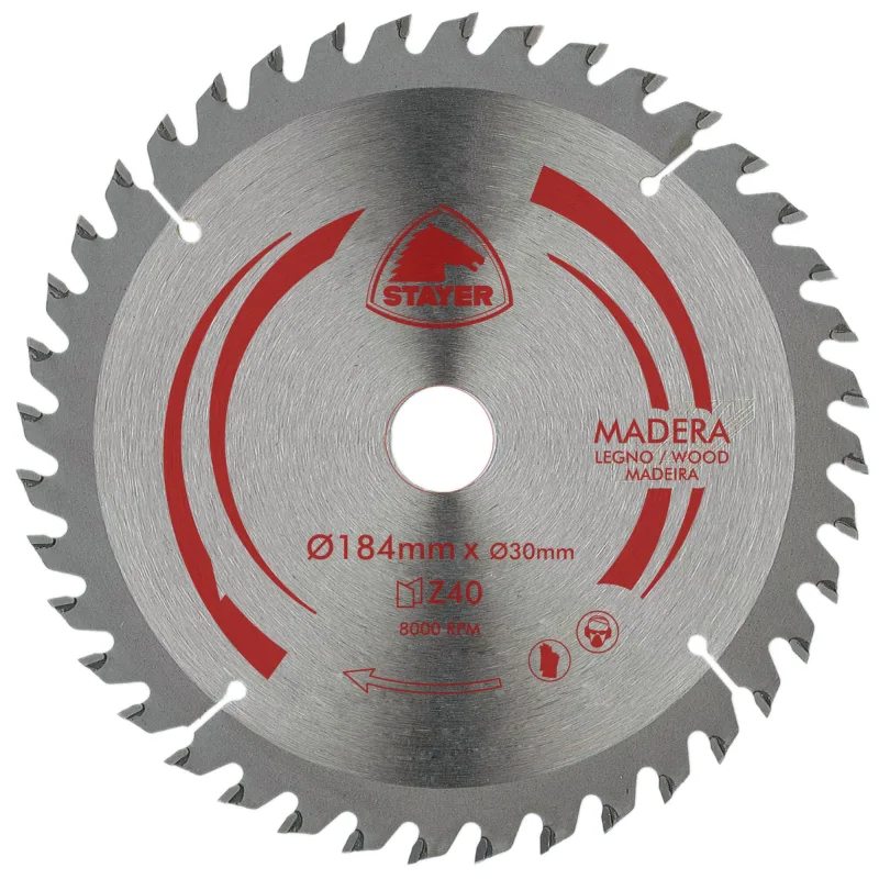 Disco de sierra circular stayer para madera, 184 x 30 mm y 40 dientes