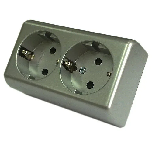 Enchufe doble simon superficie aluminio