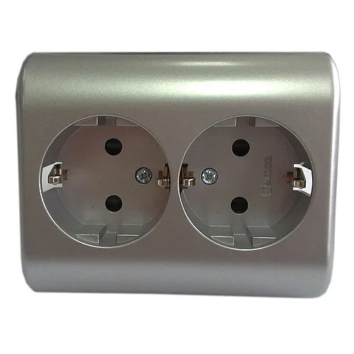 Base de 2 enchufes de empotrar simon aluminio