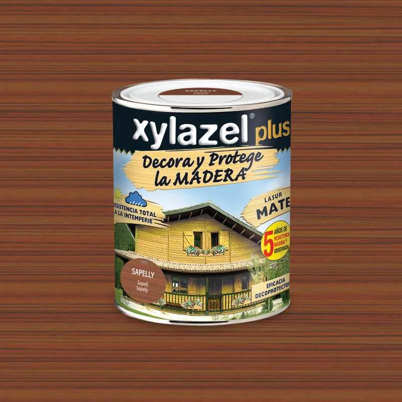Protector madera exterior color sapeli para caseta de jardín, ventana, puerta, valla, persiana xylazel mate 5l base agua