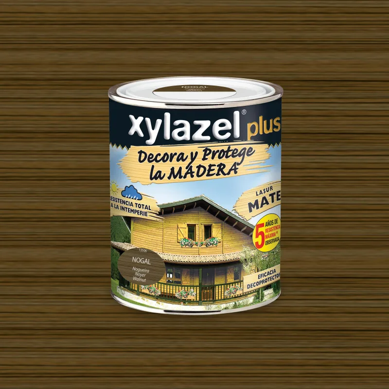 Protector madera exterior color nogal para caseta de jardín, ventana, puerta, valla, persiana xylazel mate 5l base agua