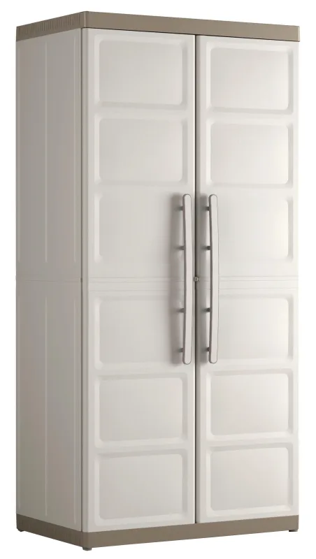 Armario alto baldas de resina excellence 89x182x54 cm color beige 2 puertas