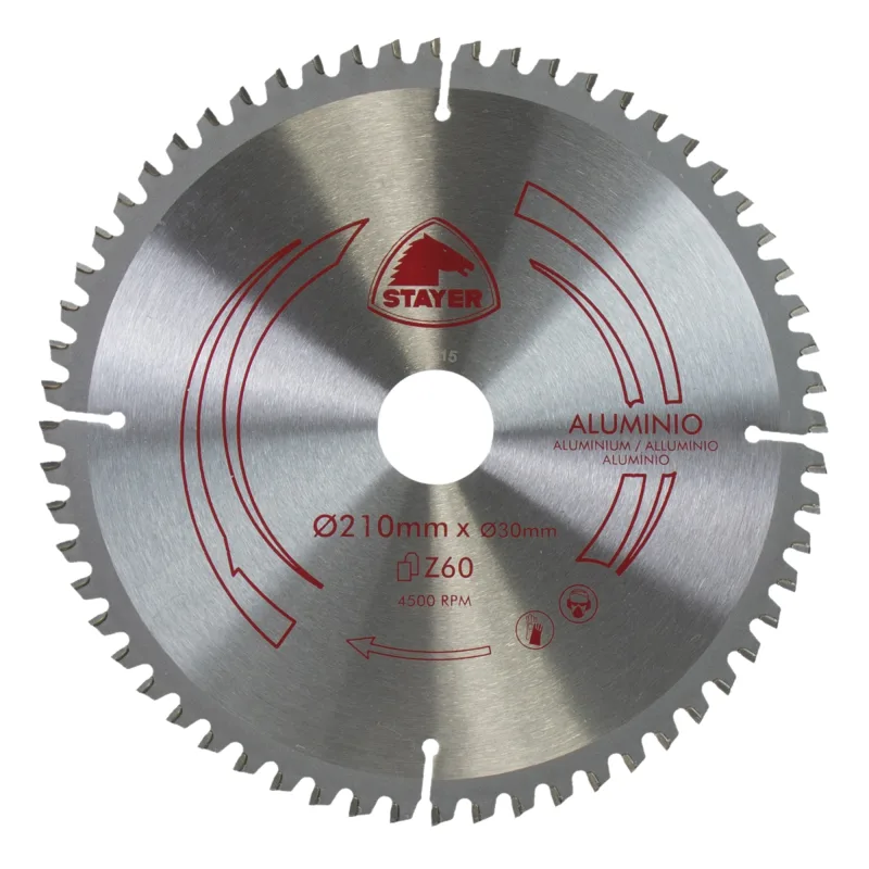 Disco de sierra circular stayer para aluminio, 210 x 30 mm y 60 dientes