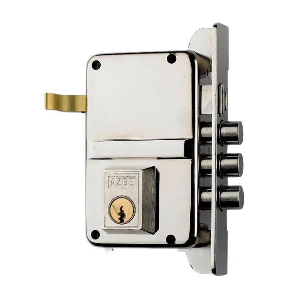 Cerradura de seguridad de sobreponer de 70 mm derecha color niquelado