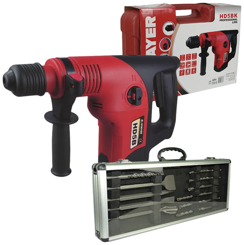 Martillo giratorio con cable sds plus stayer de 6 julios y w de potencia