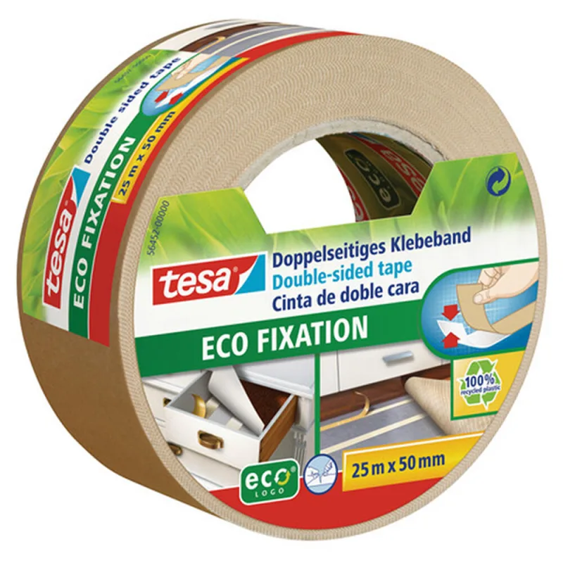 Cinta adhesiva doble cara tesa 50 mm x 25 m blanco