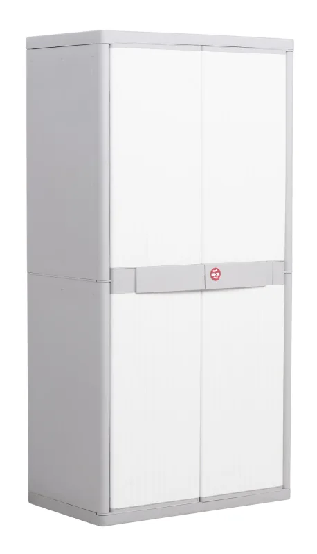 Armario alto baldas de plástico wave 90x180x54 cm color blanco 2 puertas